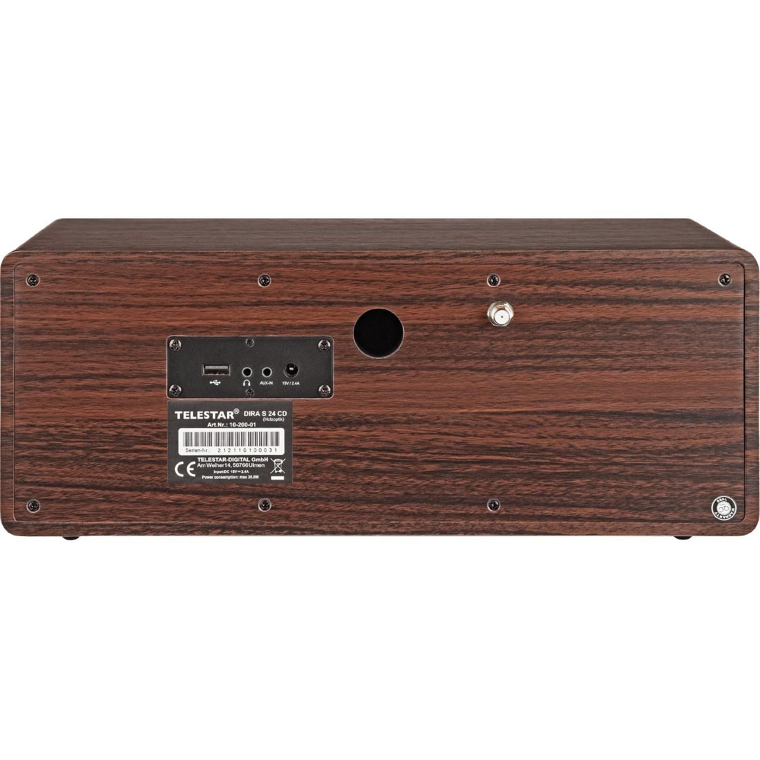 TELESTAR DIRA S 24 CD Stereoradio mit CD-Player (DAB+/FM, USB, Bluetooth) Digitalradio (DAB) (Wecker und Sleeptimer mit unterschiedlichen Modi, USB Ladefunktion für externe Geräte, Aufzeichnung (DAB+/UKW) über Record-Taste oder Timer möglich)