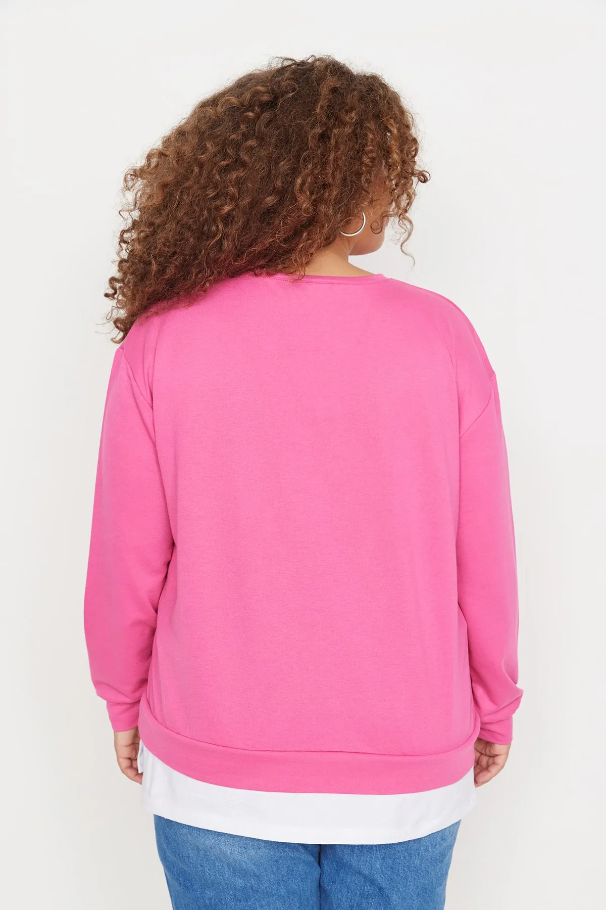Trendyol Curve  Fuchsia Entfernung des unteren T-Shirt-Looks Dünnes gestricktes Sweatshirt TBBAW23AO00024