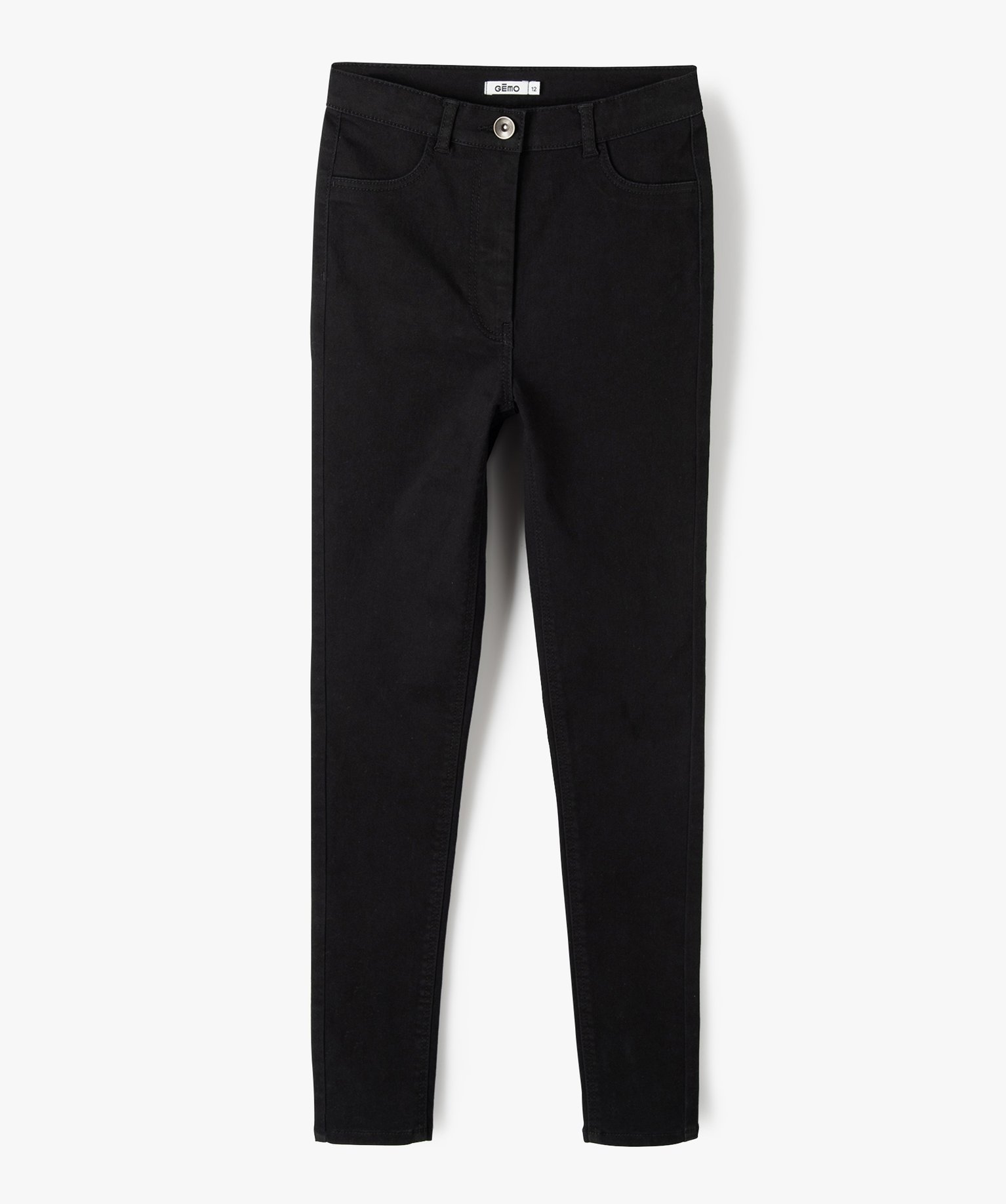 Pantalon fille coupe Ultra Skinny taille haute noir | GEMO