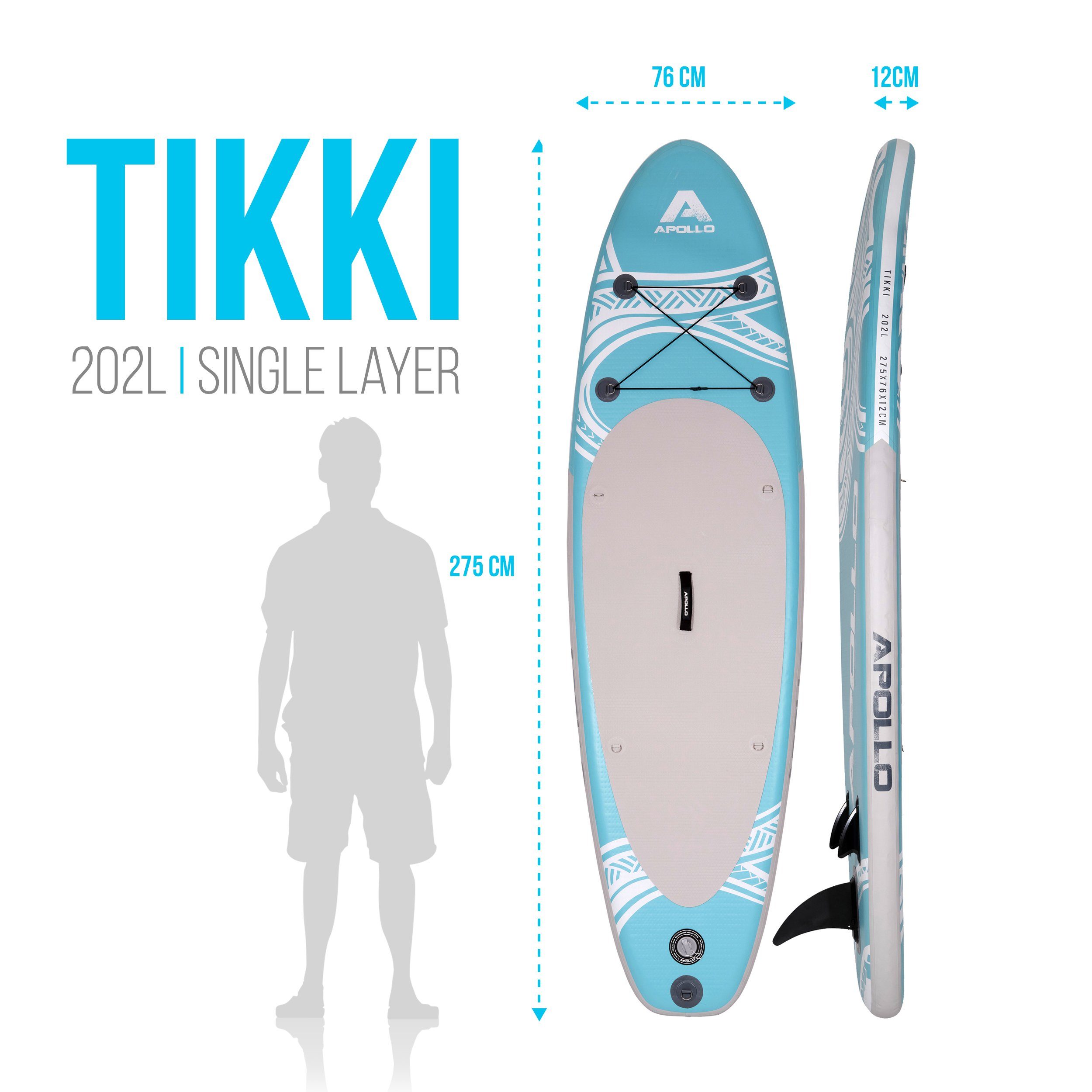 Apollo Inflatable SUP-Board Aufblasbares Stand Up Paddle Board SUP - Tikki, aufblasbar