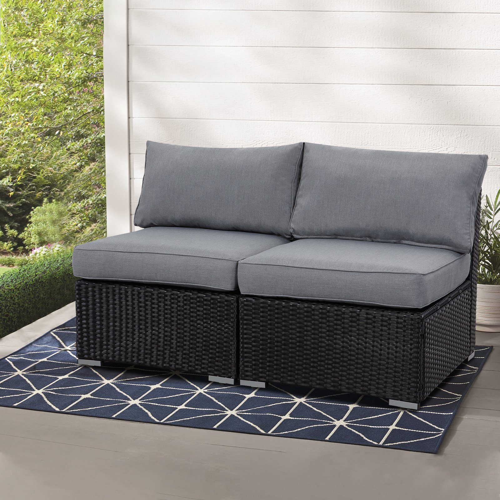 MeXo Loungeset Terrassenmöbel Balkonset, (Polyrattan Gartenmöbel Set, 1-tlg., 2-Sitzer Sofa), Balkon Garten Lounge-Set Sofa Sitzgruppe, Freie Kombination