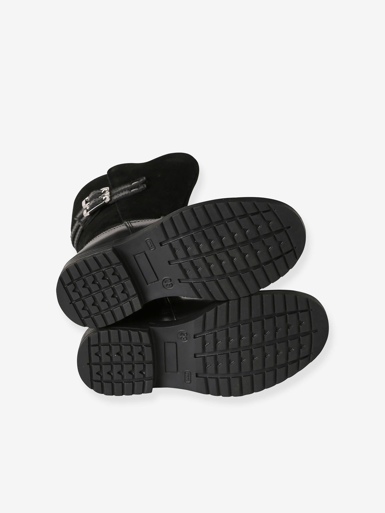 Bottes cavalières zippées cuir fille noir