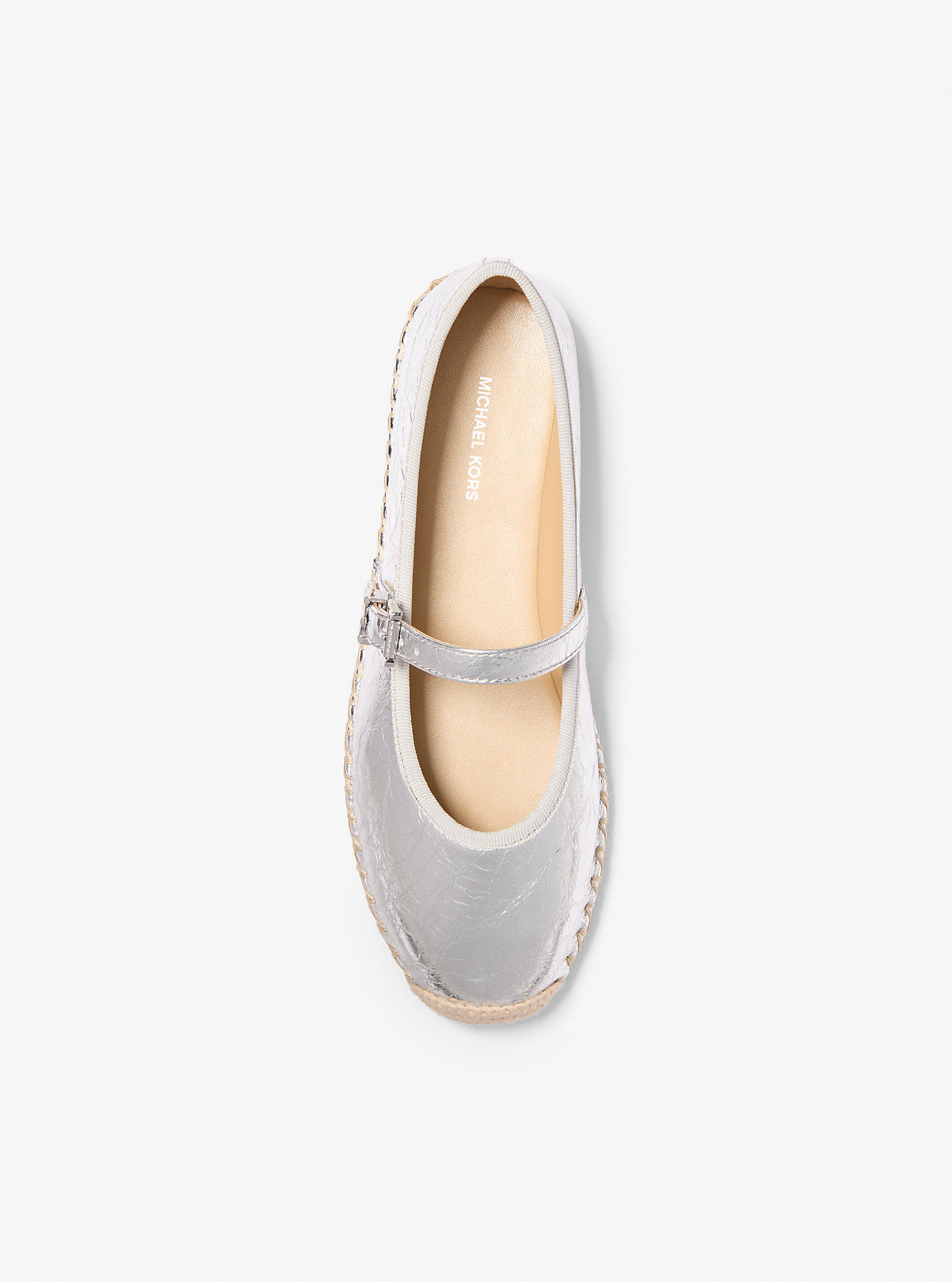 Lynn Metallic Leather Ballet Espadrille - SILVER