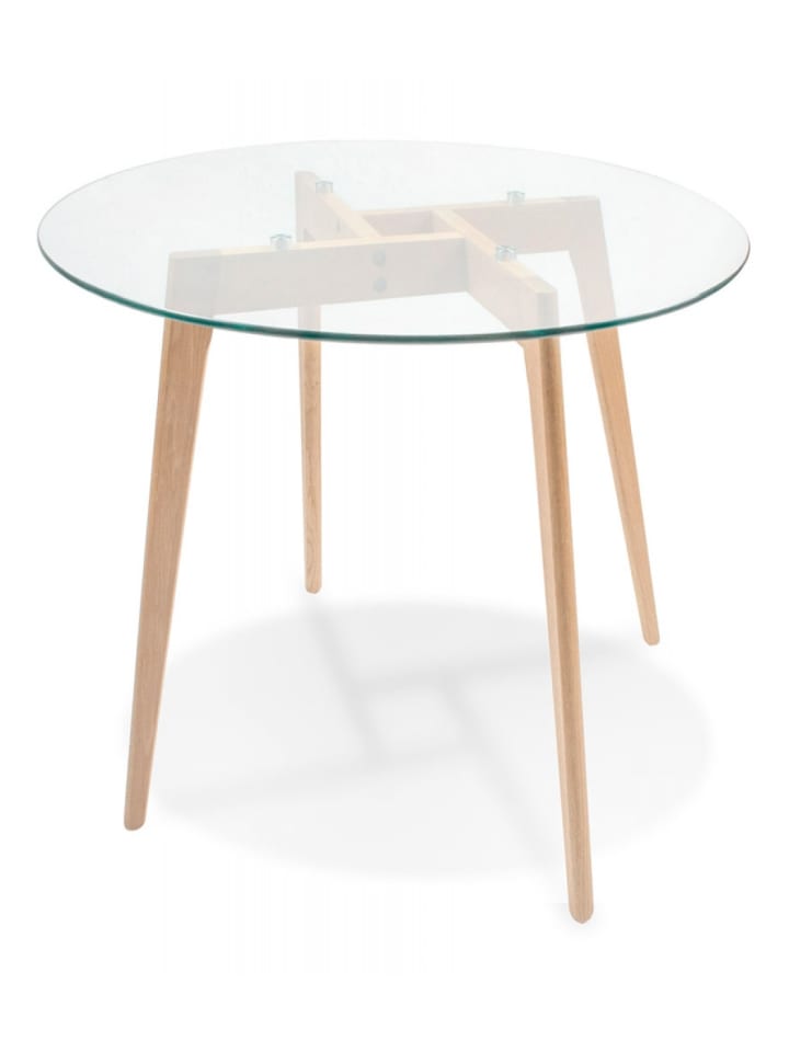 KADIMA DESIGN Runder Esstisch aus Glas mit Massiv Eichenholz Beinen | Modern günstig kaufen onesize