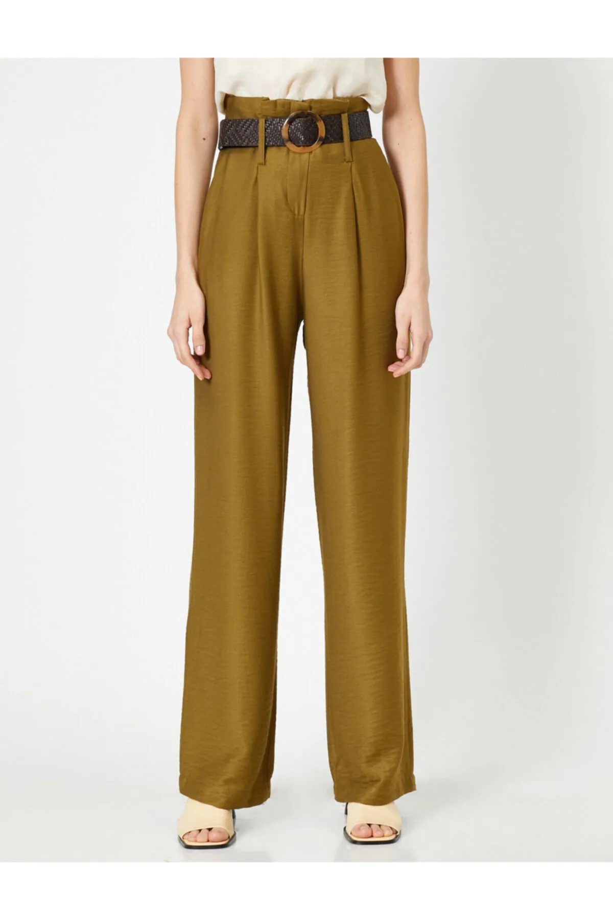 Koton  Gürteldetaillierte Hose mit hoher Taille und Taschendetail