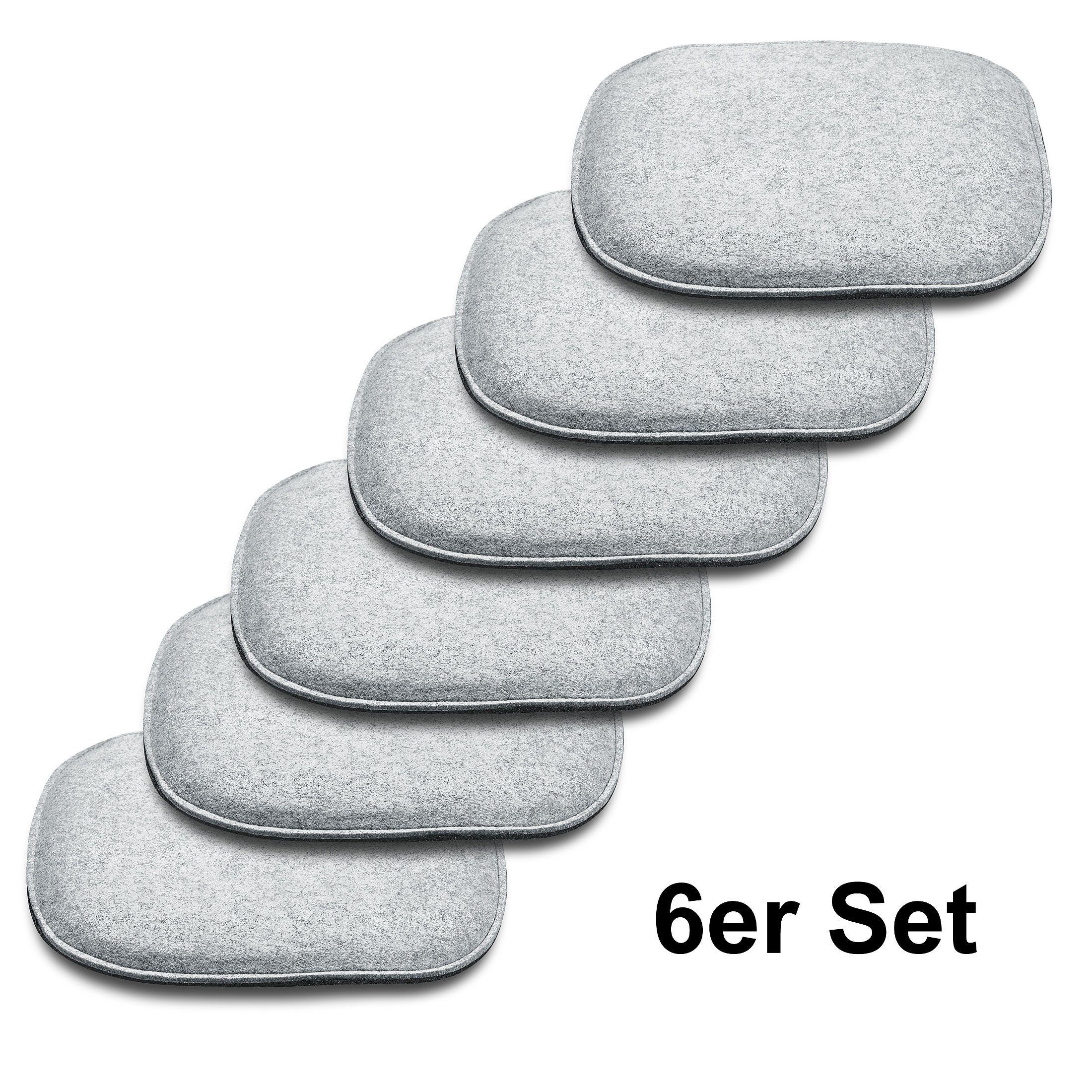 Amare home Sitzkissen Kissen Filzkissen Trapez mit runden Ecken 6er Set