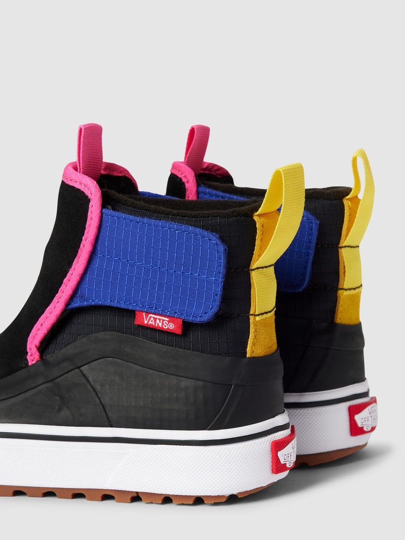 High Top Sneaker aus Leder-Mix mit Label-Detail in schwarz