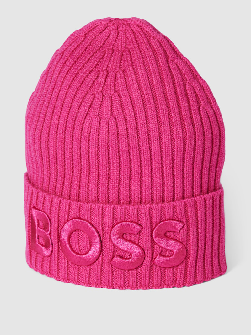 Beanie mit Label-Stitching Modell 'Lara' in pink