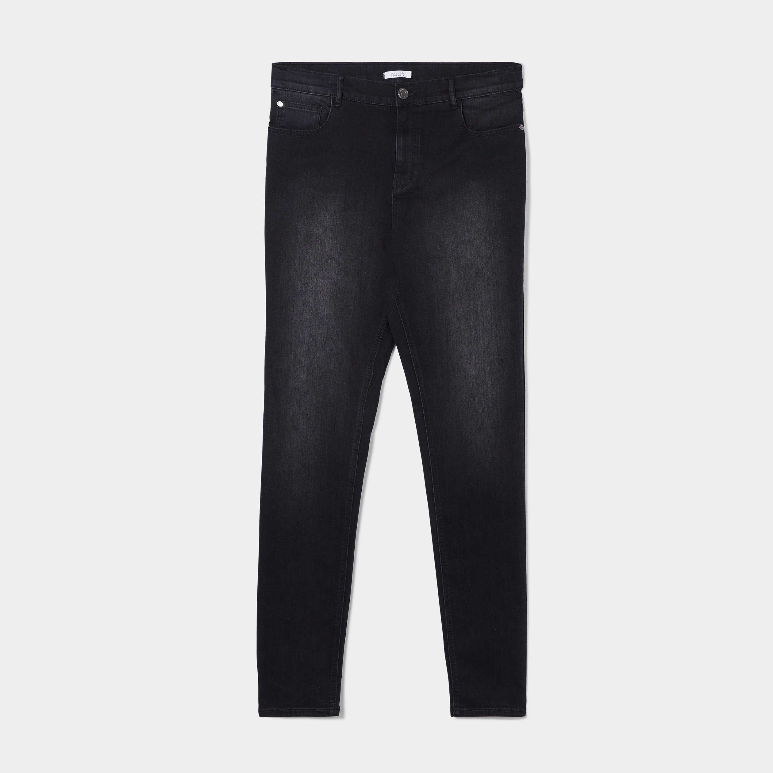 Jeans slim taille ajustable denim noir femme grande taille | La Halle