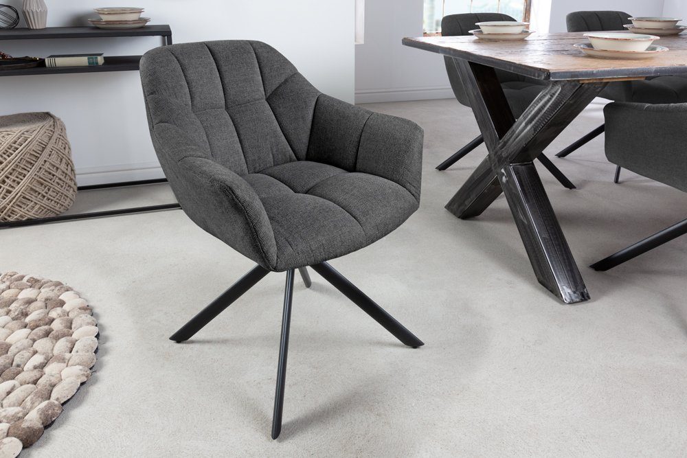 riess-ambiente Polsterstuhl PAPILLON anthrazit / schwarz (Einzelartikel, 1 St), Esszimmer · Stoff · Metall · Armlehne · drehbar · Modern Design