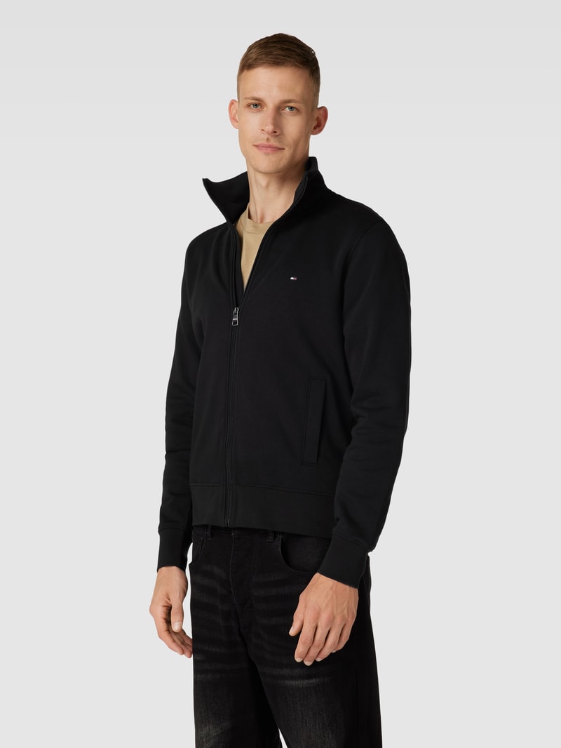 Sweatjacke mit Stehkragen Modell 'FLAG LOGO' in schwarz