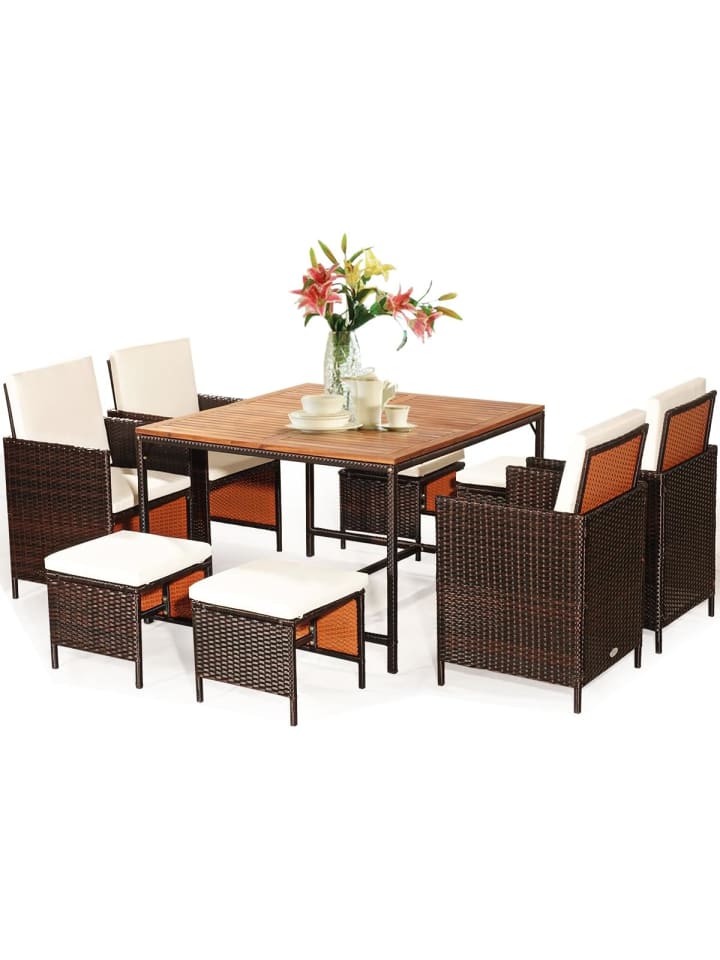 COSTWAY 9 tlg. Polyrattan Set Rattanmöbel in Beige günstig kaufen onesize