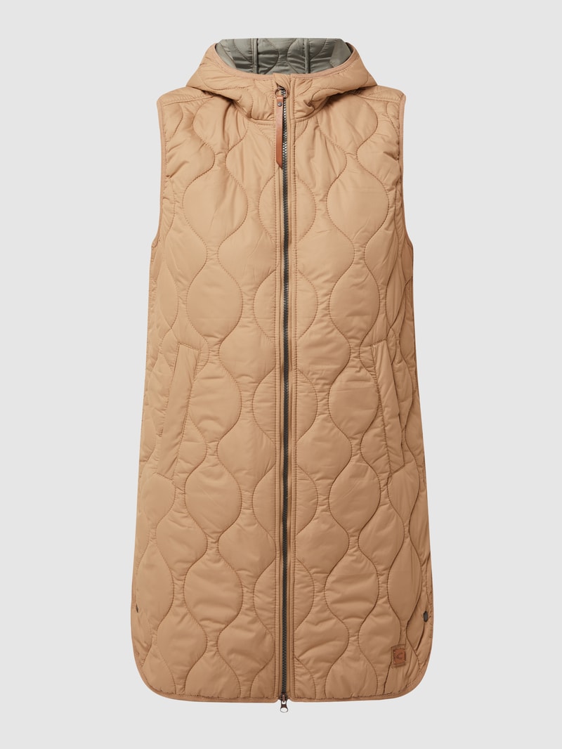 Steppweste mit Kapuze in camel