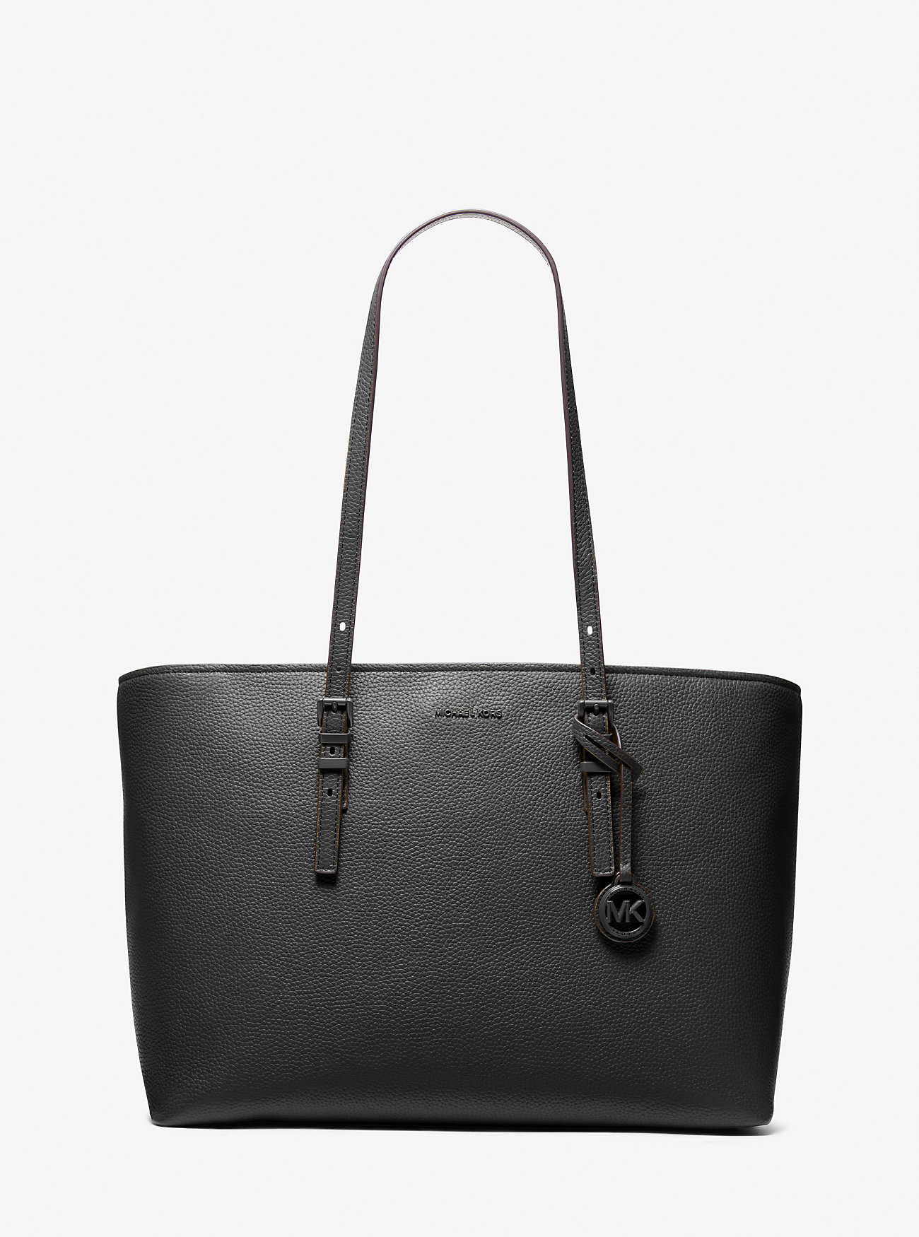 Quinn Large Pebbled Leather Tote Bag - BLACK