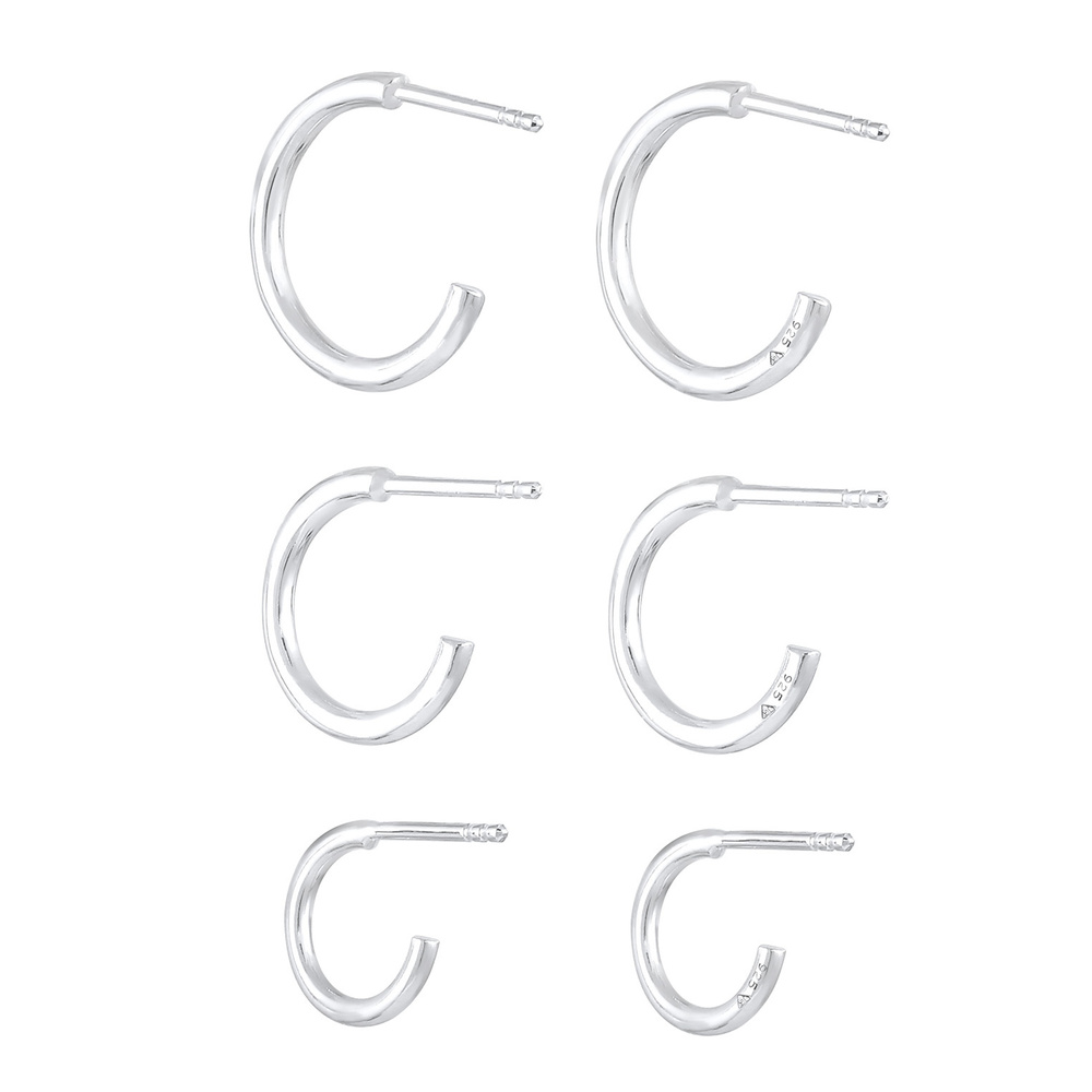 Elli Elli Boucles d'Oreilles Tendance Basique Boucles d'Oreilles Femme - (925/1000) Ar Boucles d'oreilles