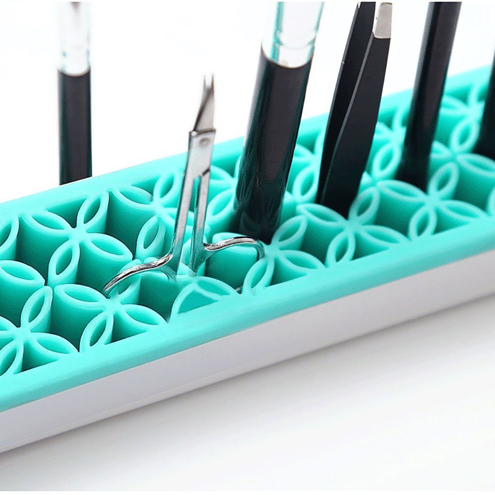 Runxizhou Kosmetikkoffer Pinselhalter Silikon Make-up Pinselhalter Organizer, Grün (1-tlg)