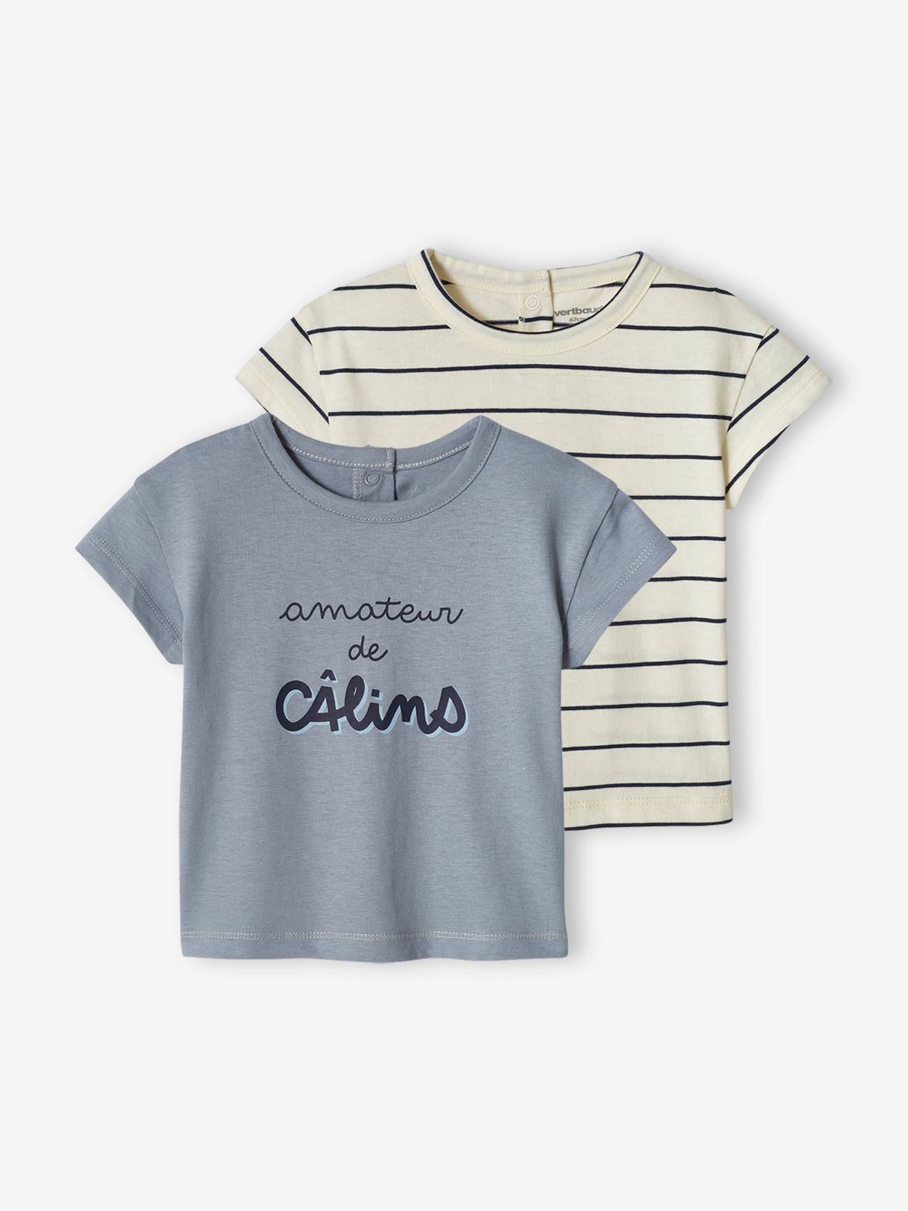 Lot de 2 T-shirts basics bébé manches courtes écru