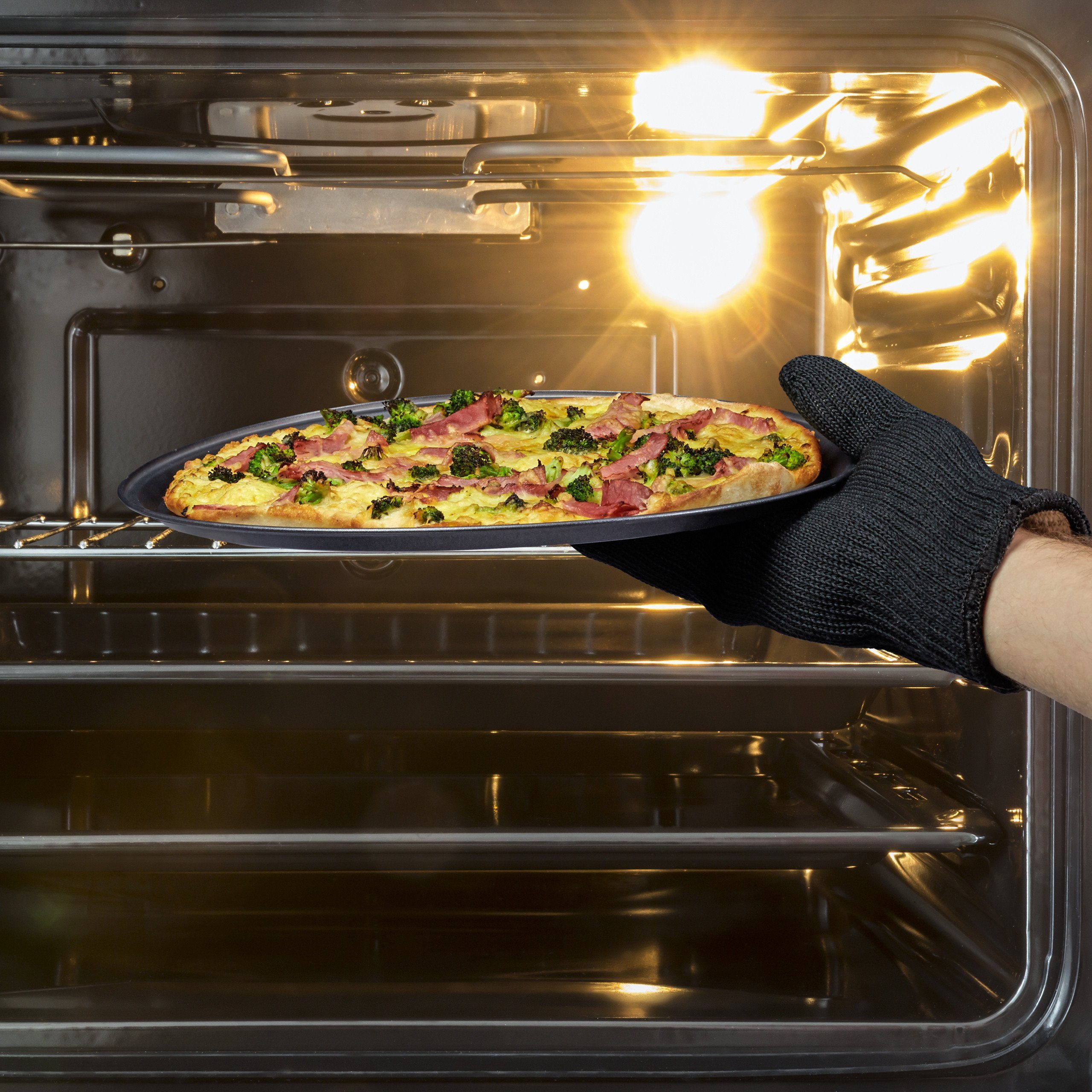 relaxdays Grillhandschuhe Ofenhandschuh, Schwarz