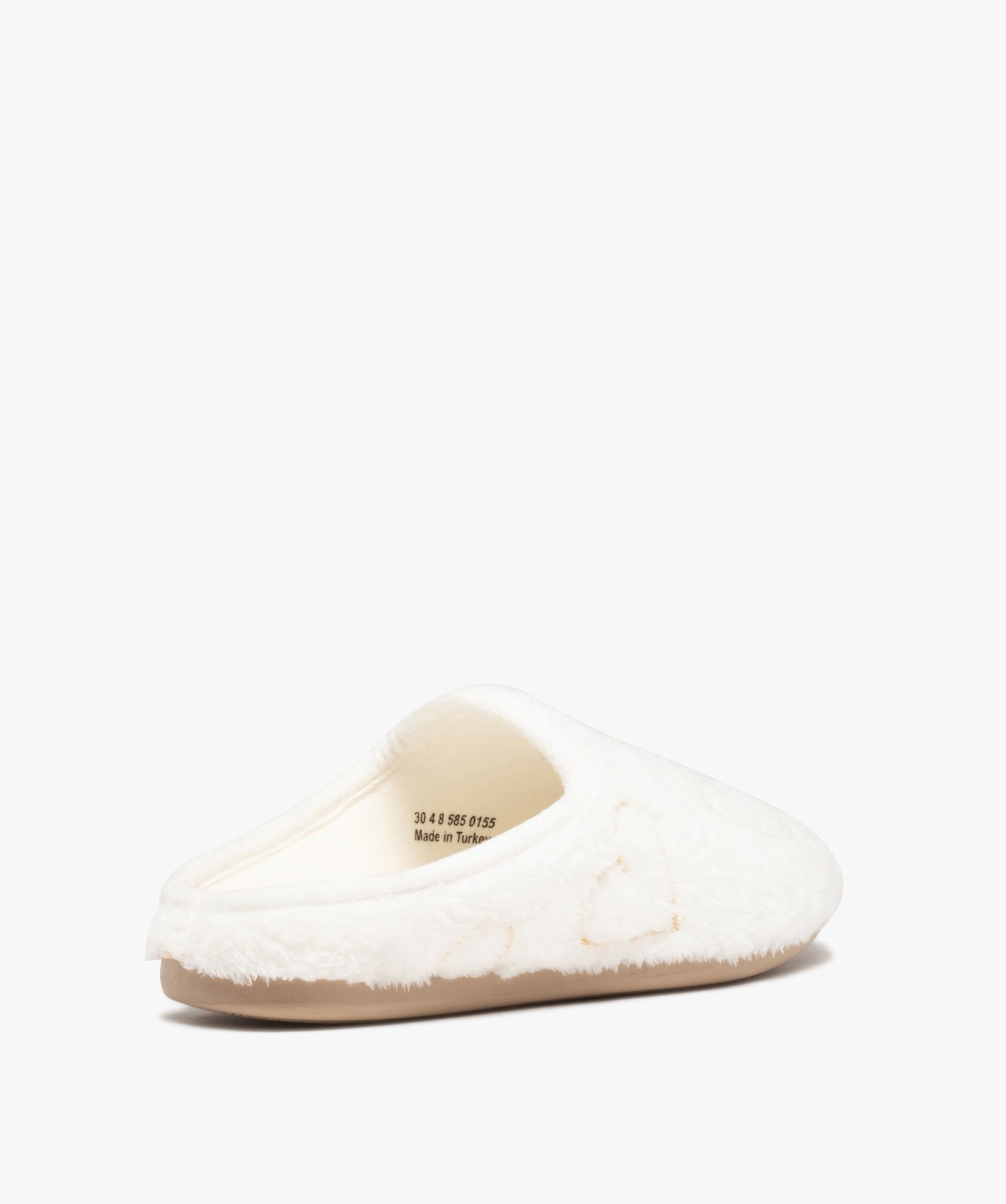 Chaussons femme mules douces brodées curs blanc | GEMO