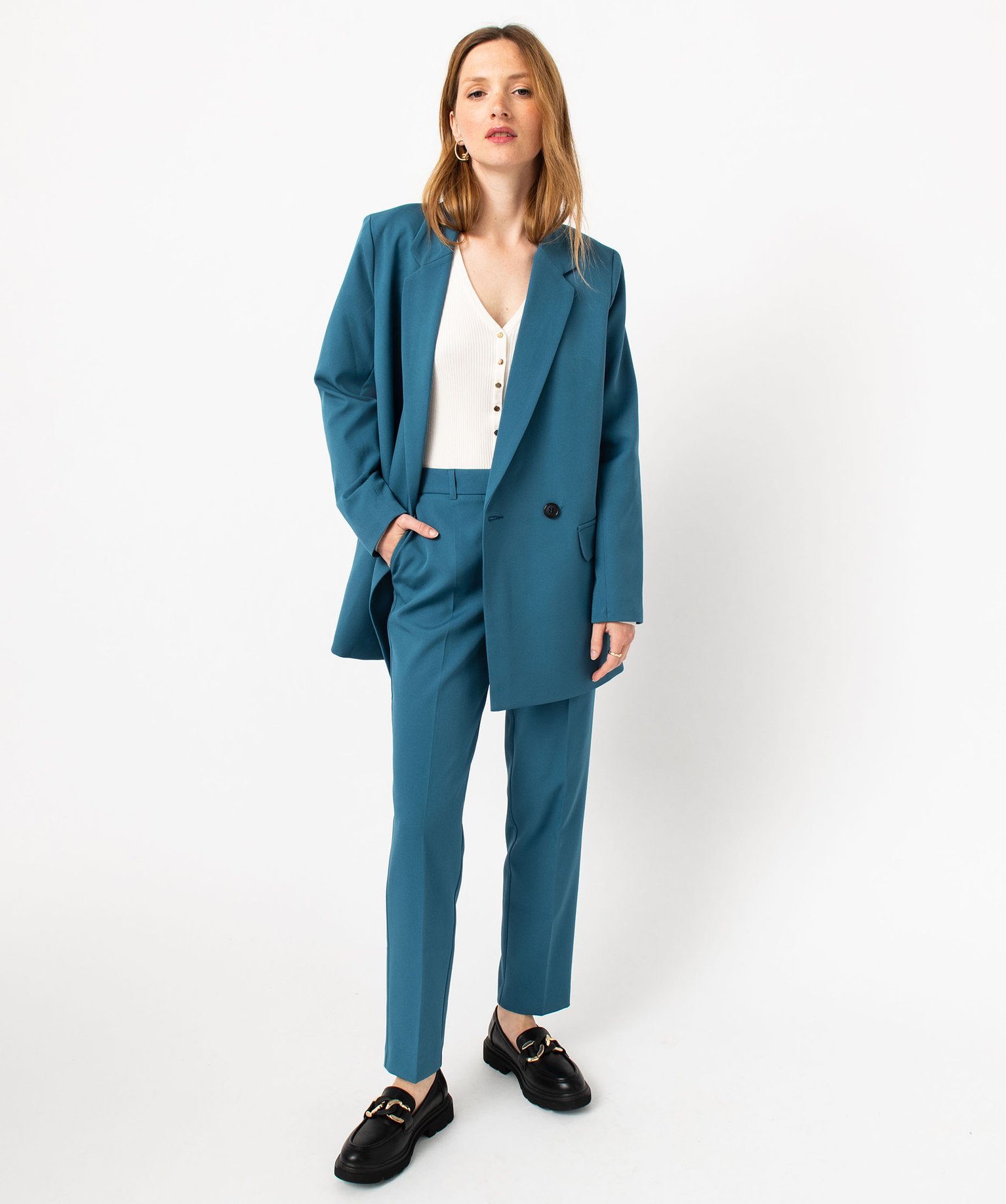 Veste blazer fermeture croisée femme bleu | GEMO