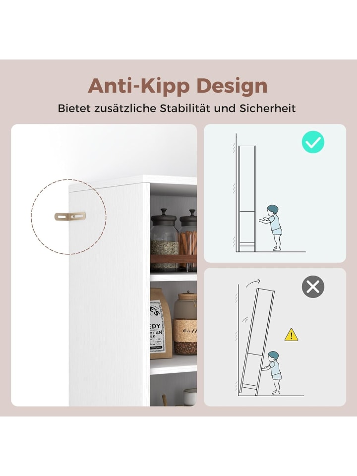 COSTWAY 6-stöckig Badezimmerschrank 146cm in Weiß günstig kaufen onesize