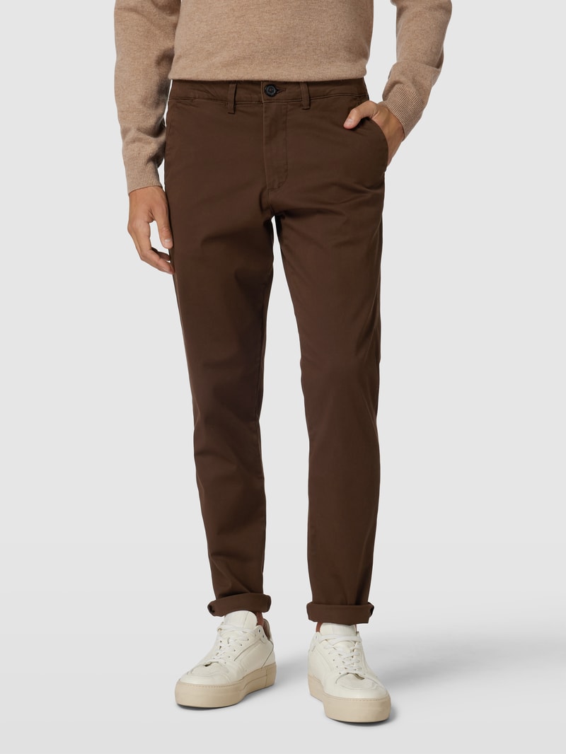 Slim Fit Stoffhose in unifarbenem Design Modell 'Miles' in dunkelbraun