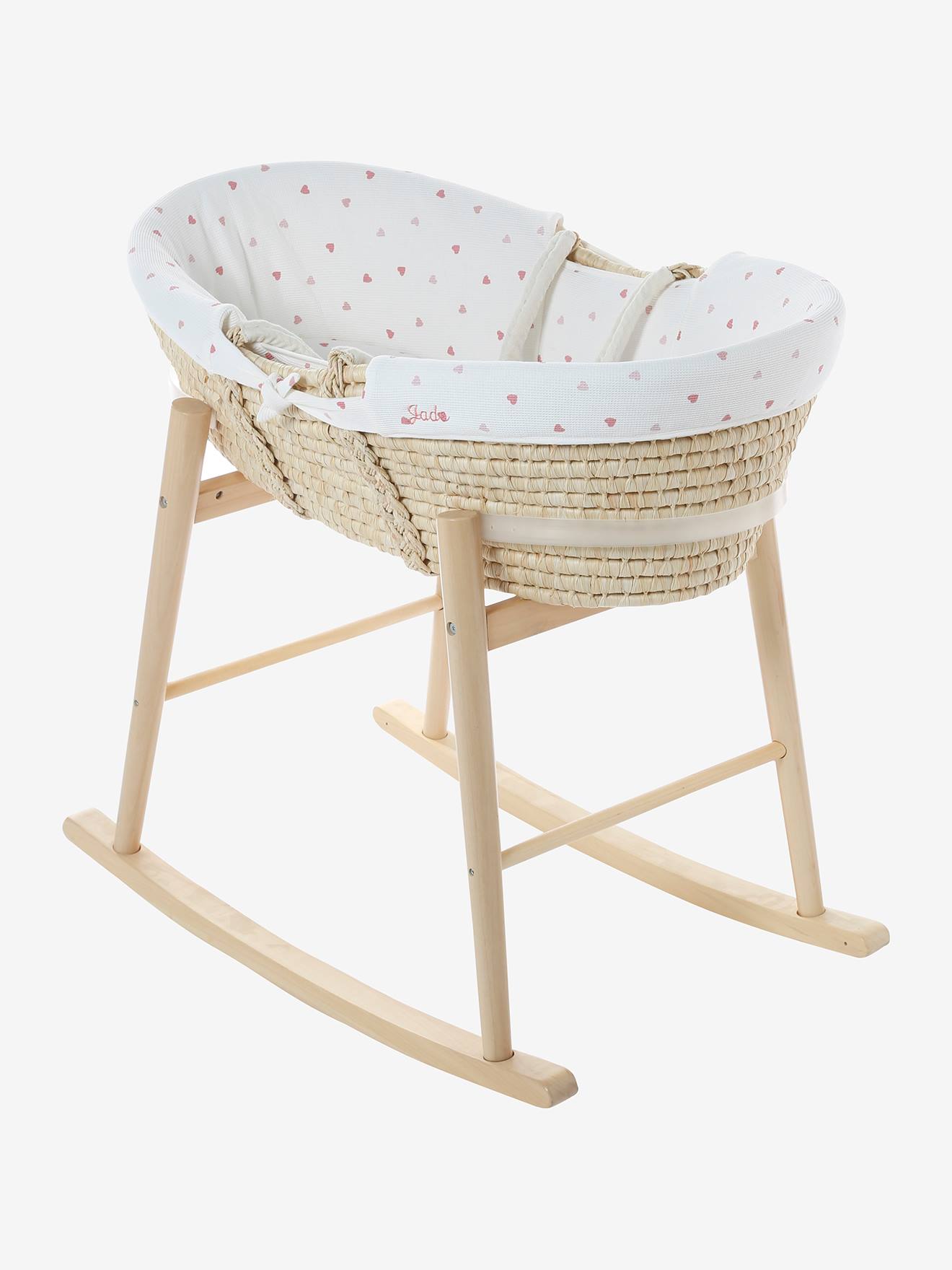 Vertbaudet Bezug für Baby Tragetasche, personalisierbar - mehrfarbig bedruckt/herzen