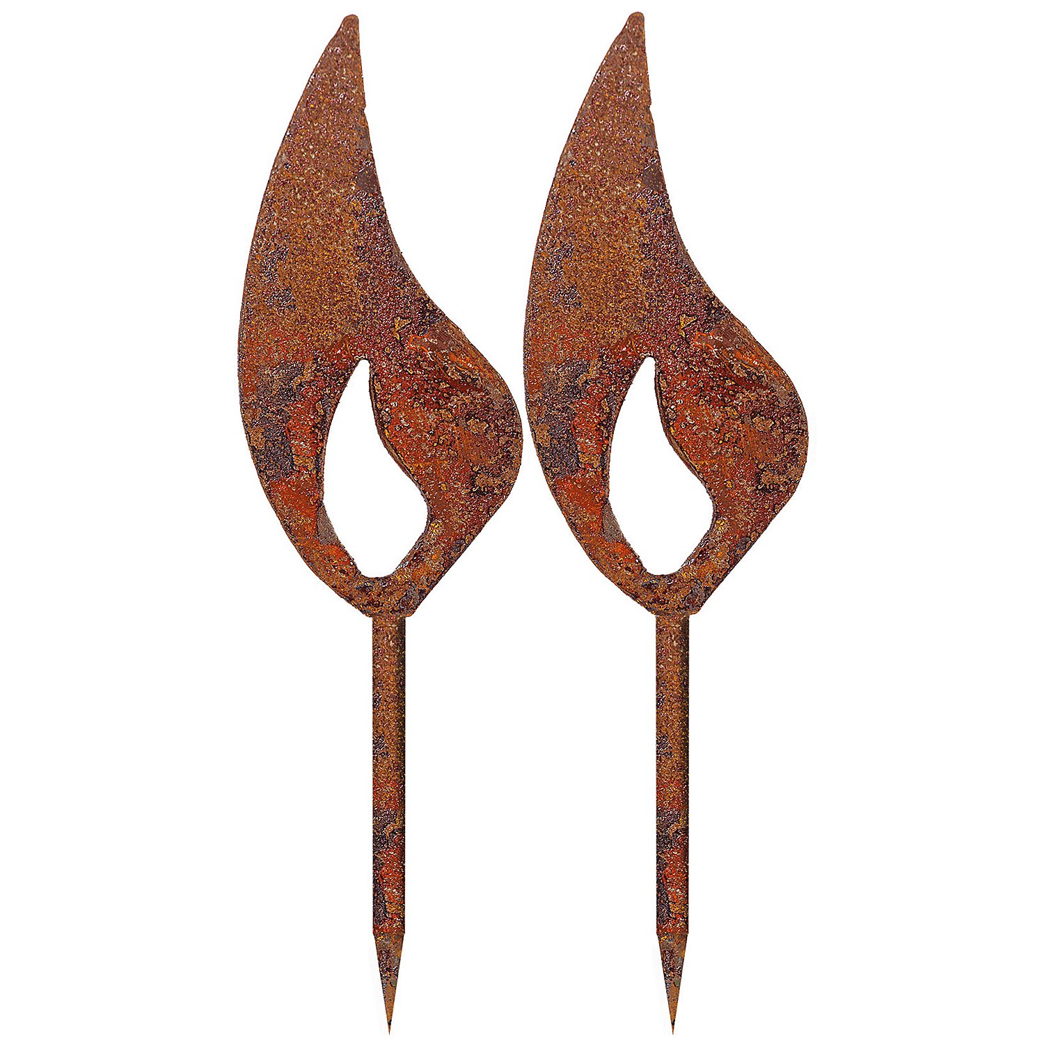 Rost-Flammen aus Metall, braun, 10 cm, 2 Stück