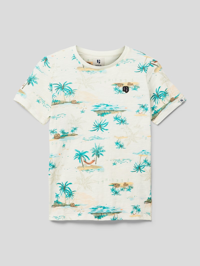 T-Shirt mit Allover-Muster in beige
