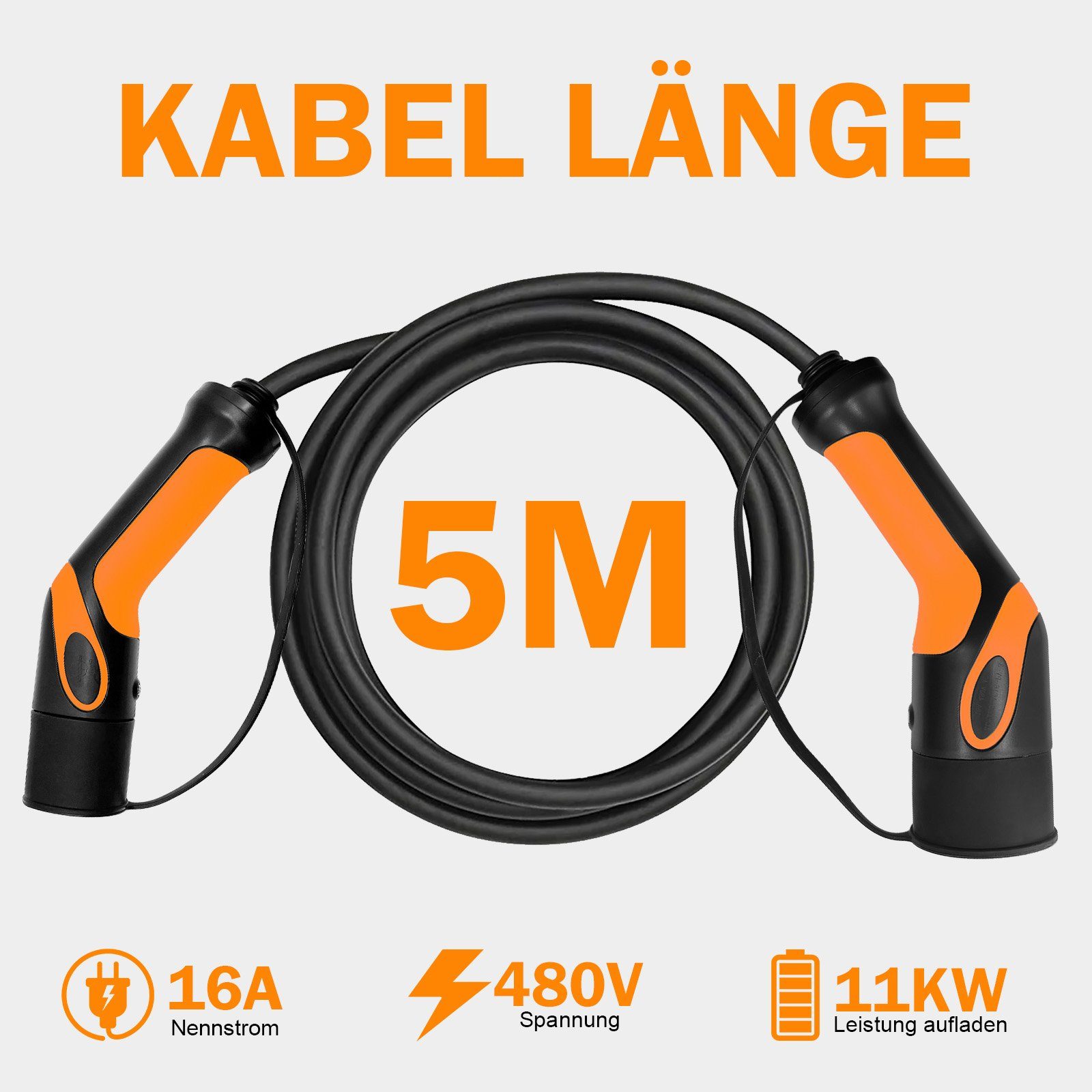 GLIESE Elektroauto-Ladestation Typ 2 Ladekabel 3 Phasig 5m
