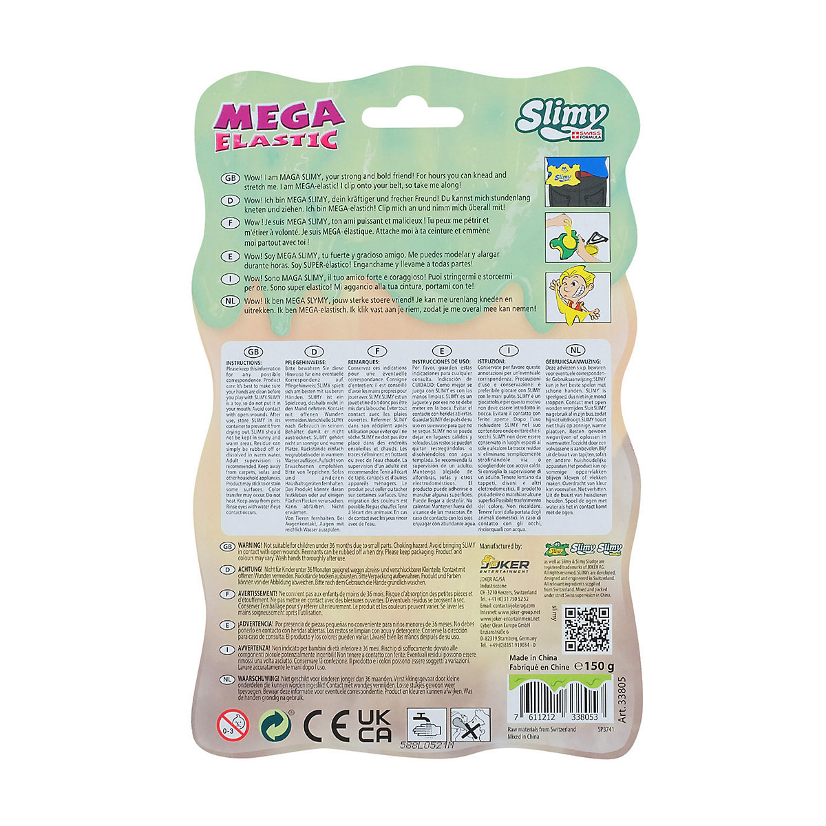 SLIMY® Mega Elastic 150g - Original Mega Slime Spielmasse für Spielspaß mit superdehnbarem Schleim in der Original Slimy Dose