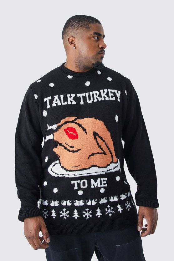 Plus Weihnachtspullover mit Talk Turkey To Me Print