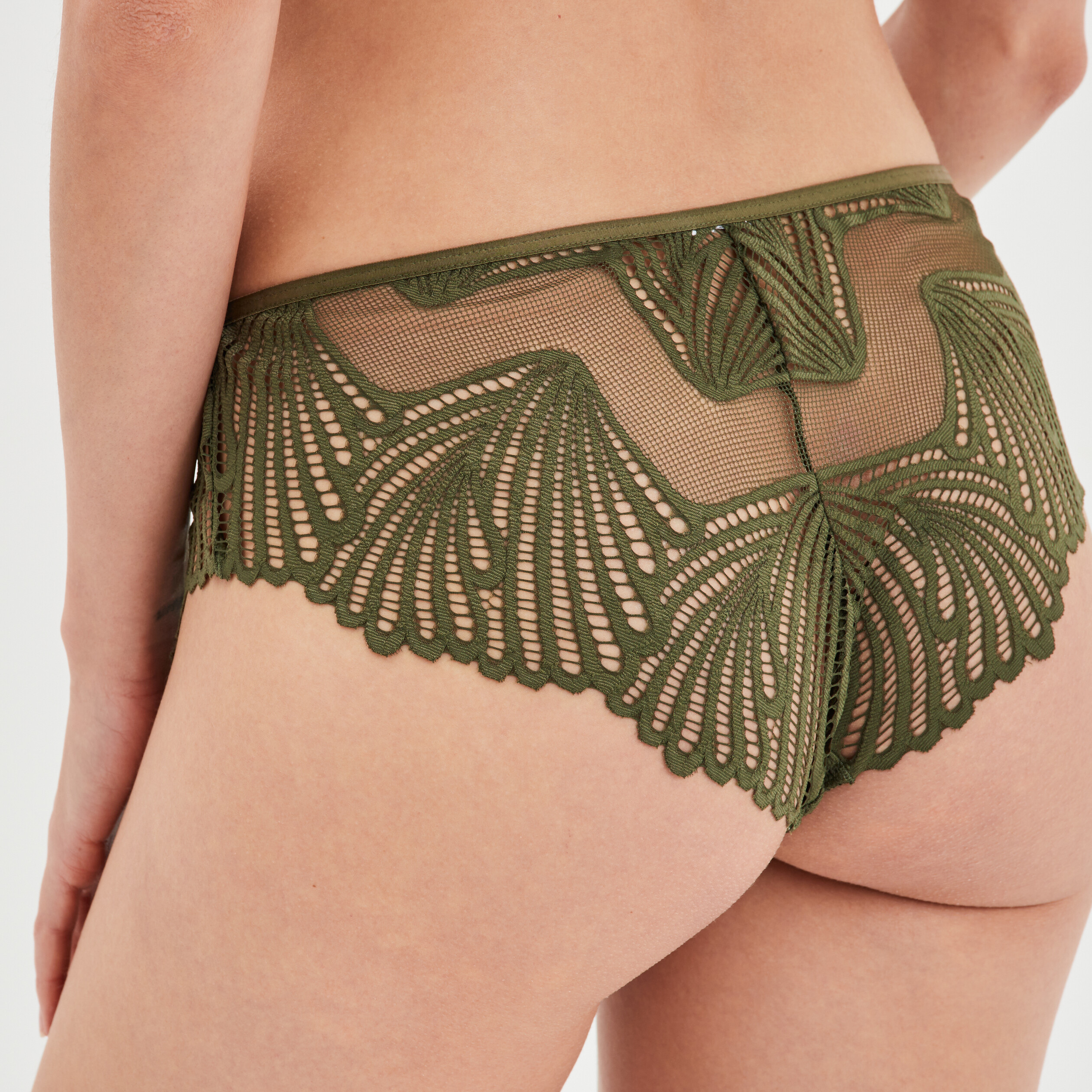 Shorty en dentelle vert kaki femme | La Halle