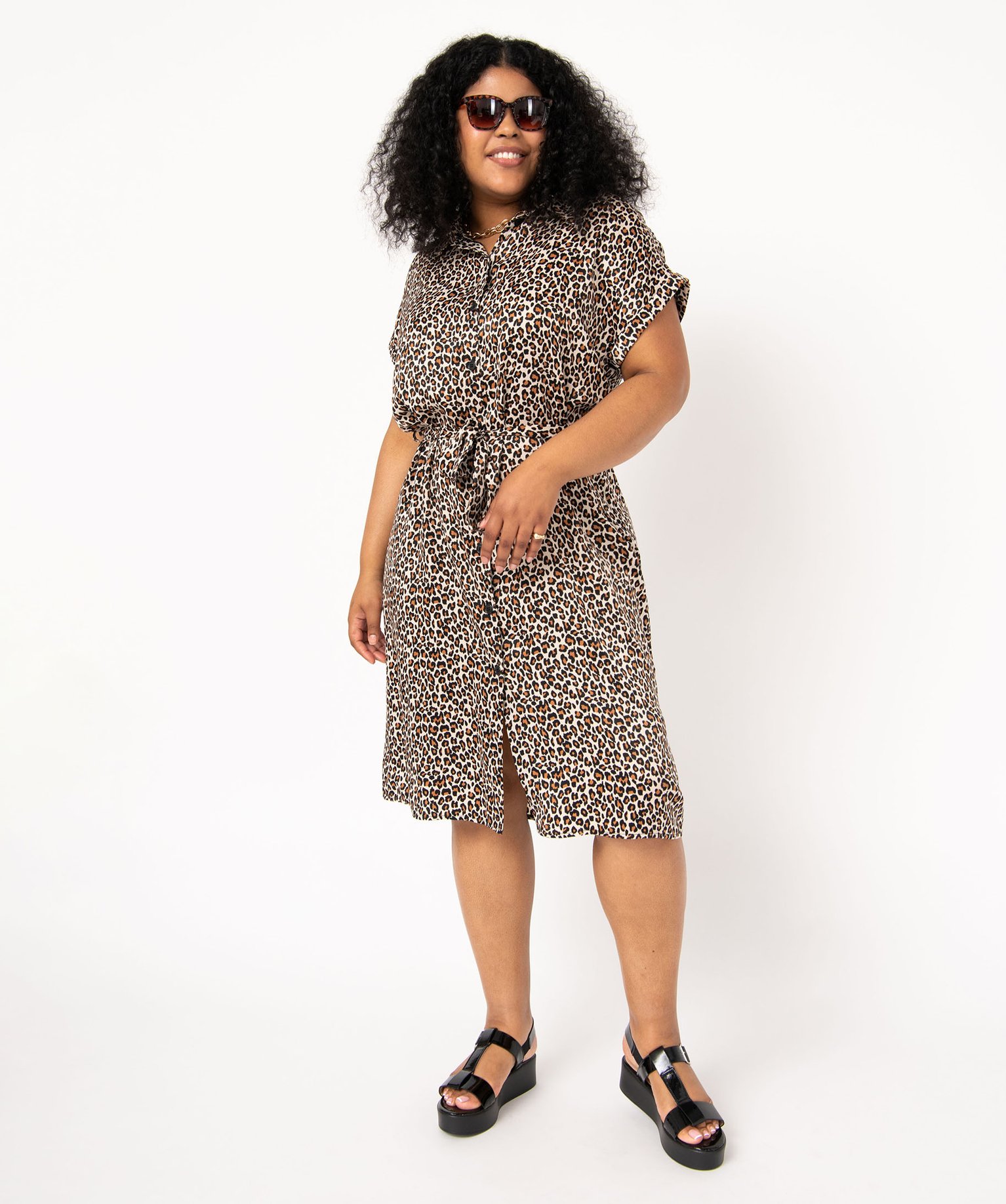 Robe chemise à manches courtes motif léopard femme grande ... imprime | GEMO