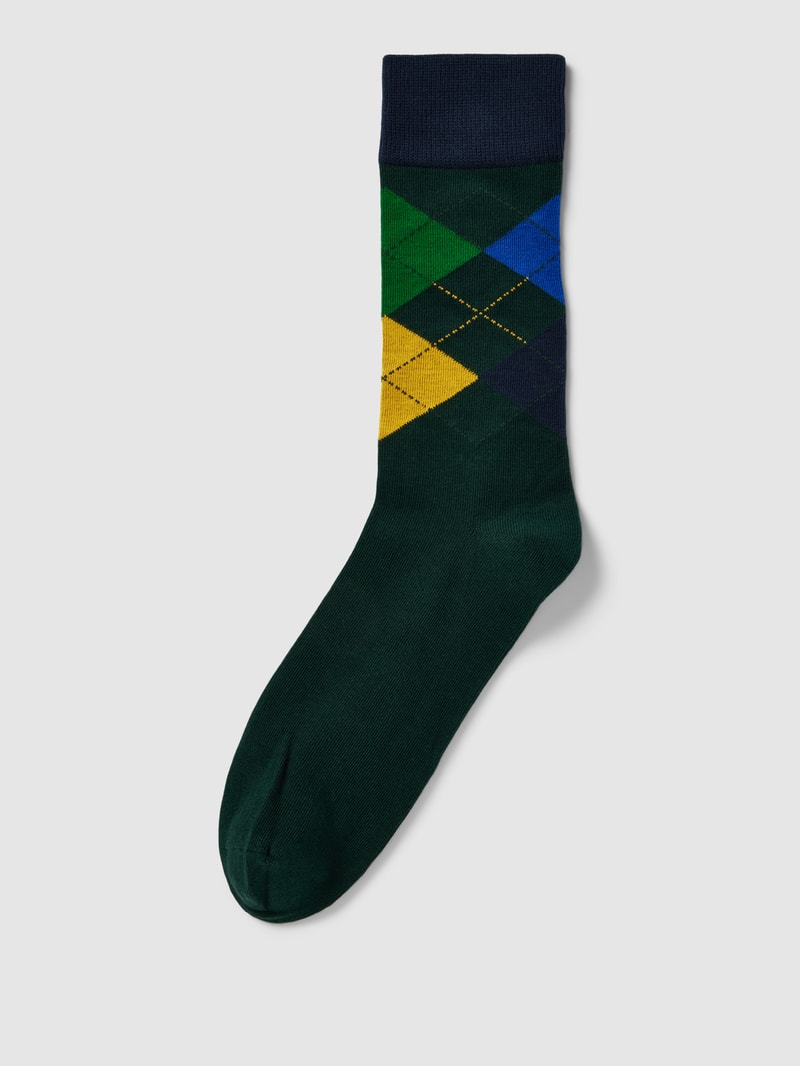 Socken mit grafischem Muster Modell 'ARGYLE' in dunkelgrün