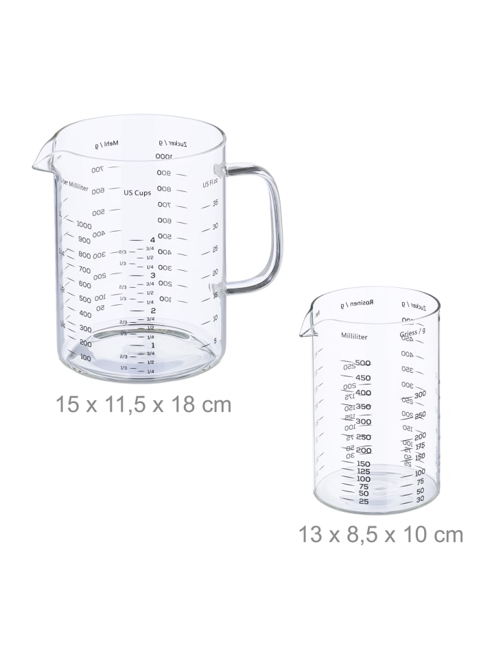 relaxdays 2-tlg. Messbecher-Set in Transparent günstig kaufen onesize