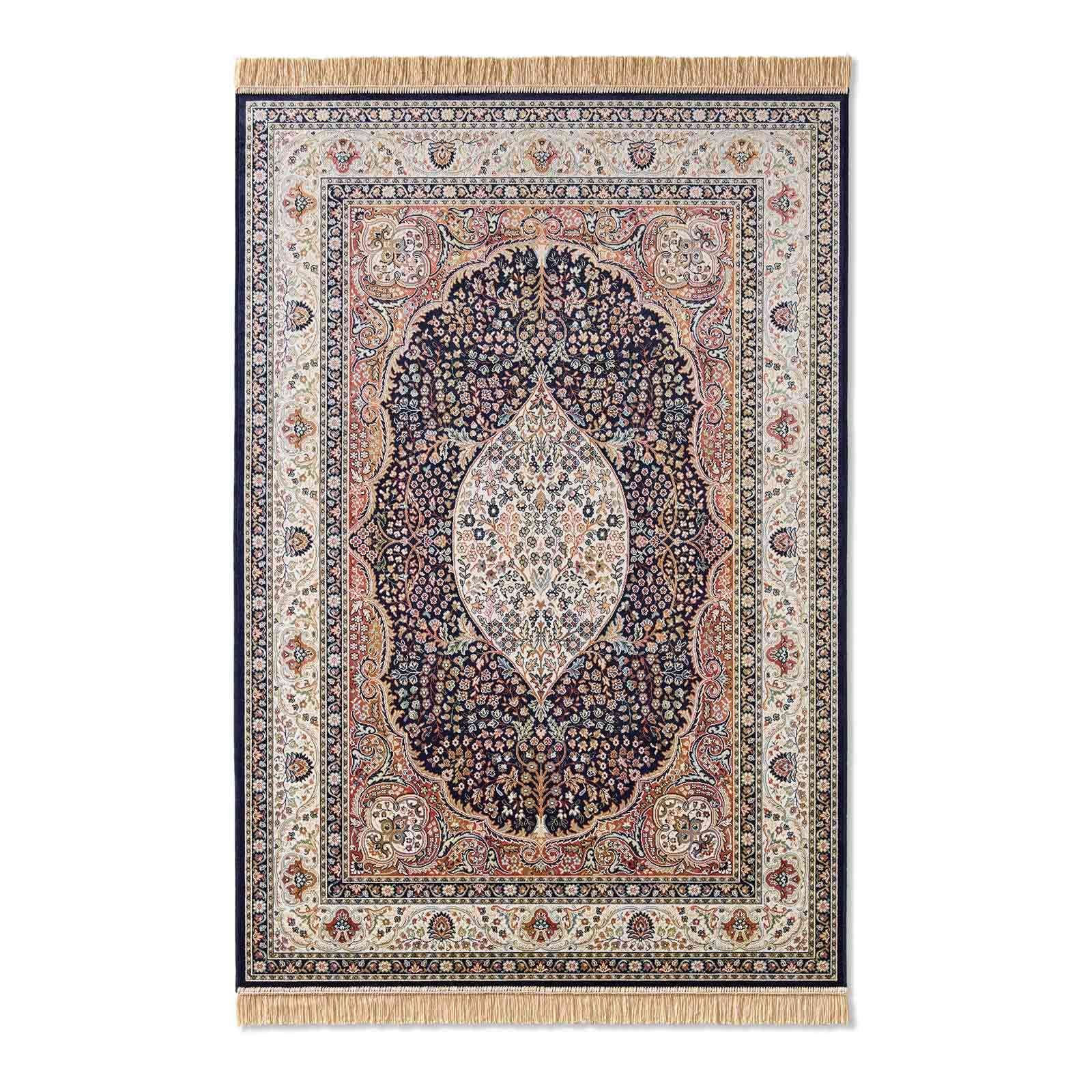 Teppich Palazzo Royal Lilian, TaraCarpet, rechteckig, Höhe: 6 mm, Lilian Seiden Optik blau Wohnzimmer Schlafzimmer Esszimmer 67x105