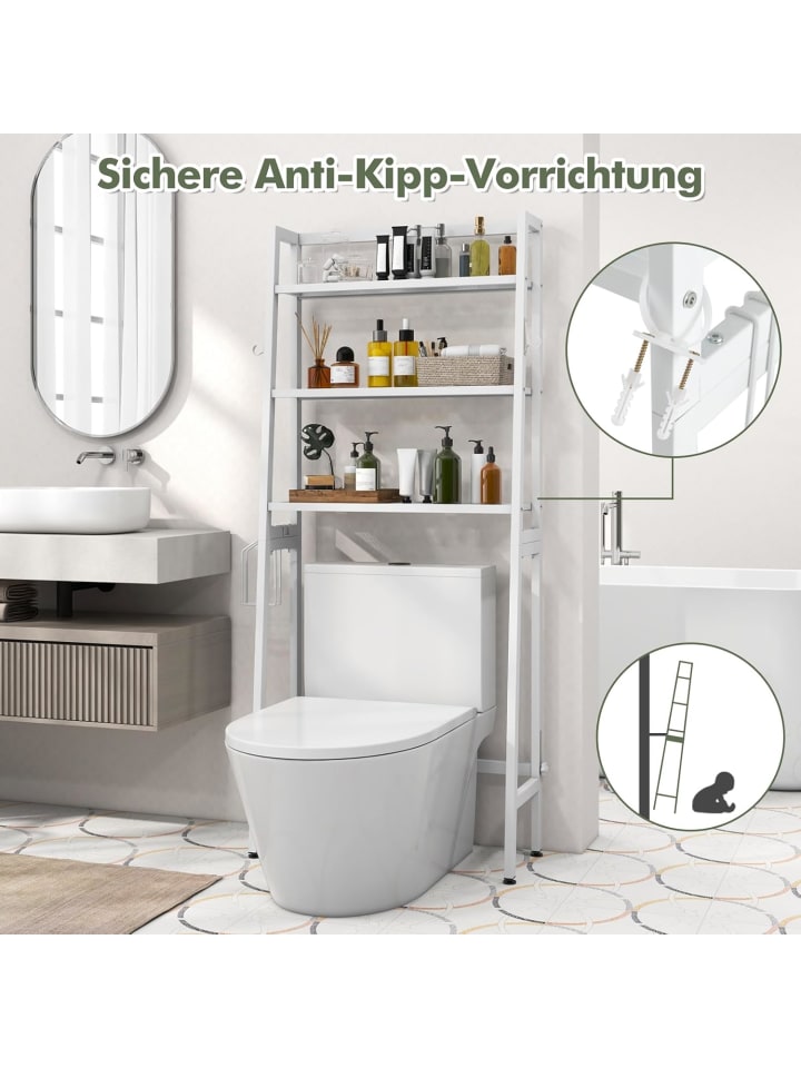 COSTWAY Toilettenregal 65x28x159cm in Weiß günstig kaufen onesize