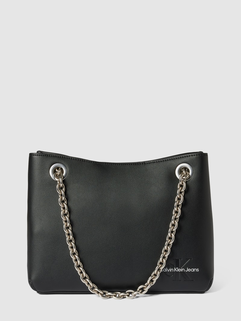 Shopper mit Label-Detail in schwarz