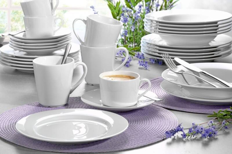 Esmeyer Heike Kaffee-Set Porzellan Spülmaschinenfest Weiß 20 Stück