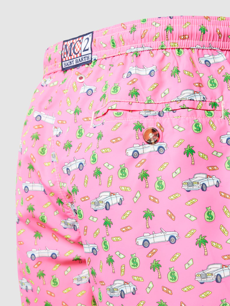 Badehose mit Allover-Print Modell 'FANTASY' in pink