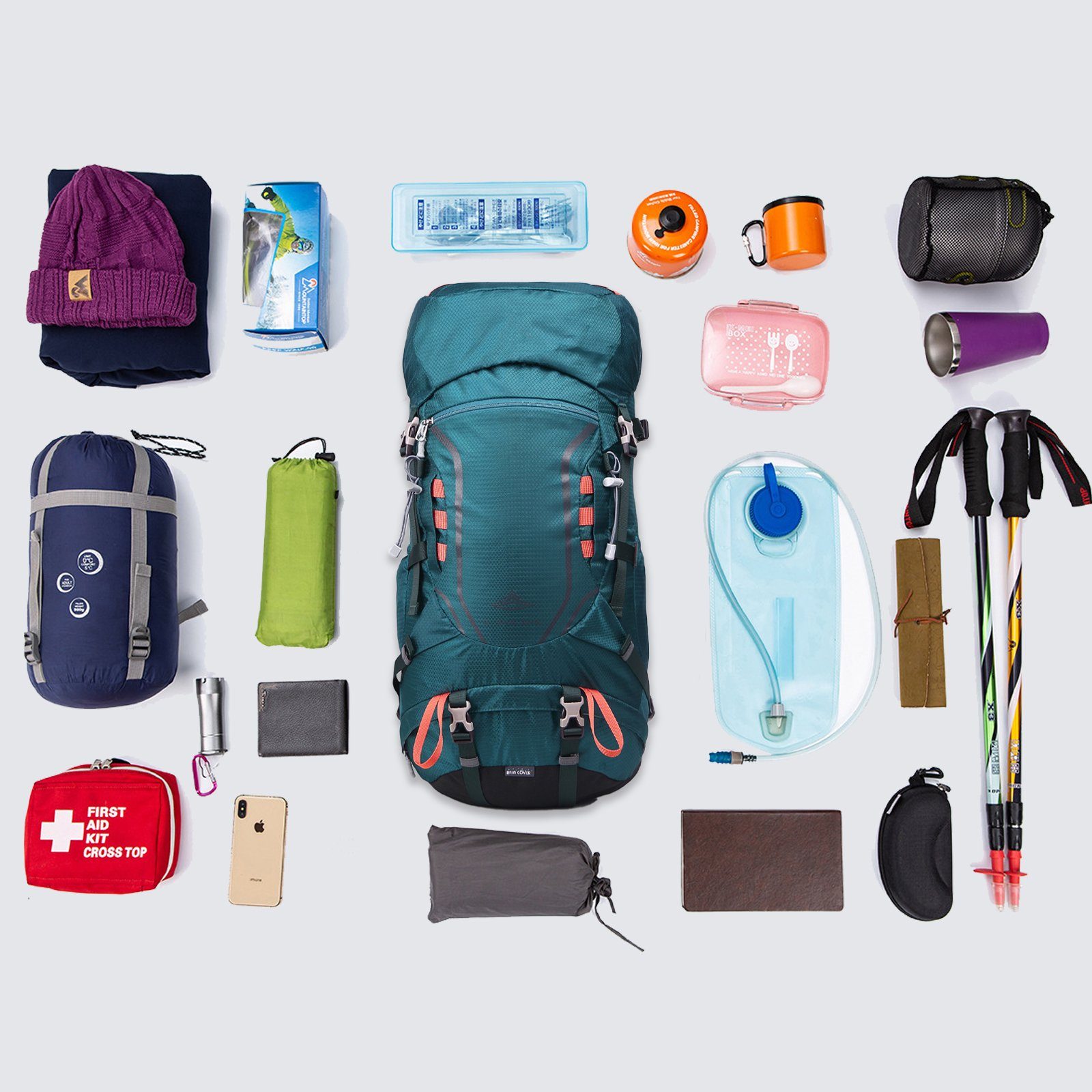 TAN.TOMI Kletterrucksack 35L (30L+5L) Großer Wanderrucksack, Wasserdicht Multifunktionaler (Einschließlich Regenschutz), mit Regenschutz für Outdoor Reisen Camping Trekking