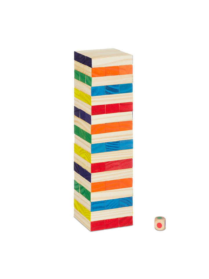relaxdays Wackelturm in Bunt - (B)7,5 x (H)27 x (T)7,5 cm günstig kaufen onesize