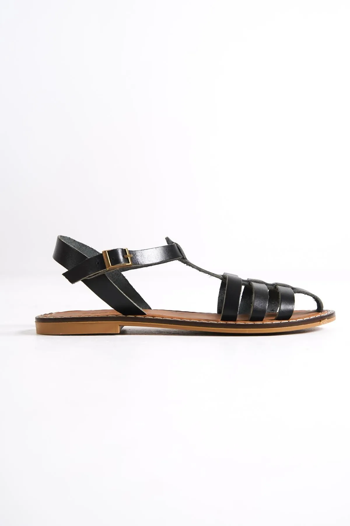Capone Outfitters  Capone Gladiator Schwarze Damen-Ledersandalen mit Riemen