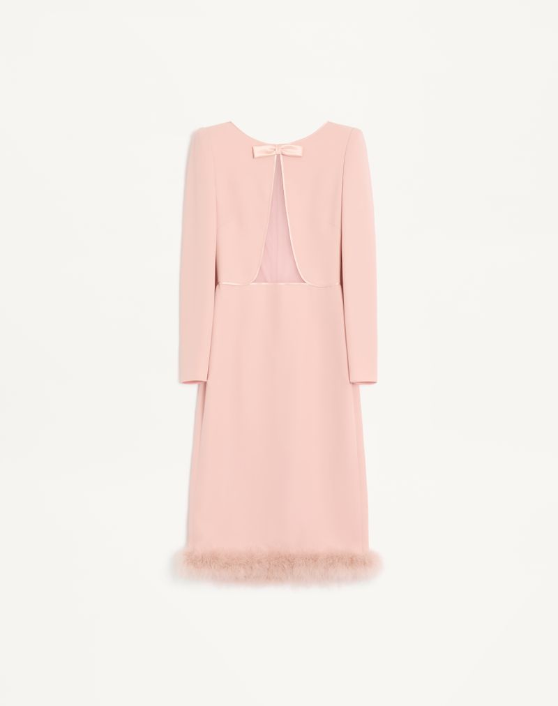 Vestido midi Cady Couture com penas