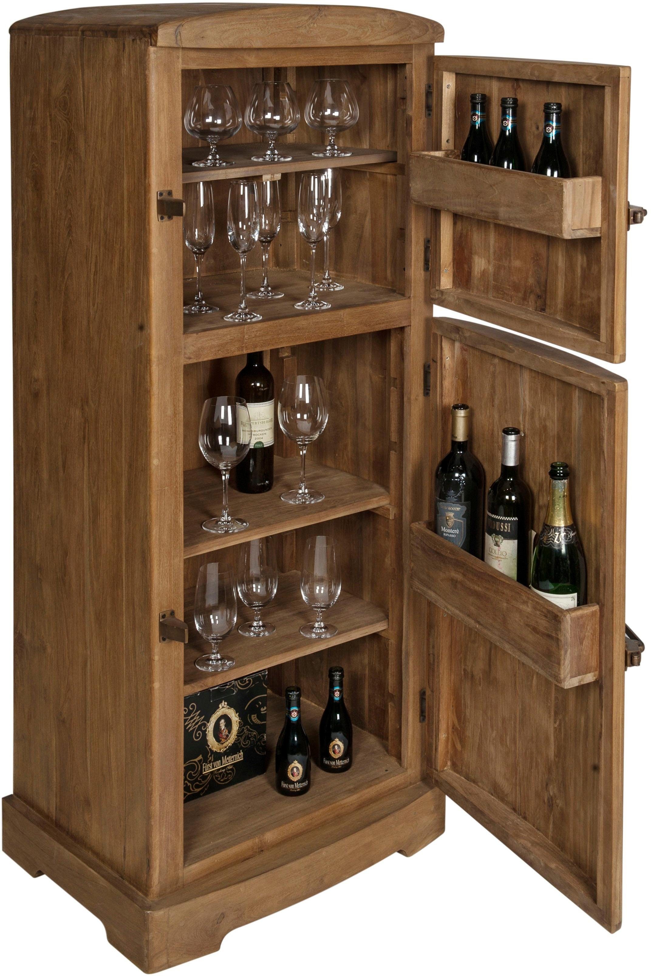 SIT Barschrank Seadrift recyceltes Teak-Altholz in Kühlschrankoptik, Breite 154 cm, Vintage
