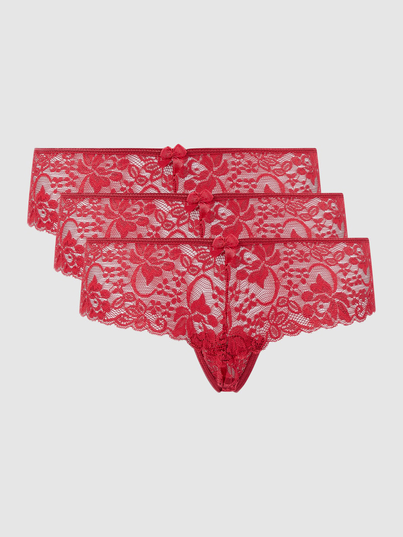 Hipster aus Spitze im 3er-Pack in rot