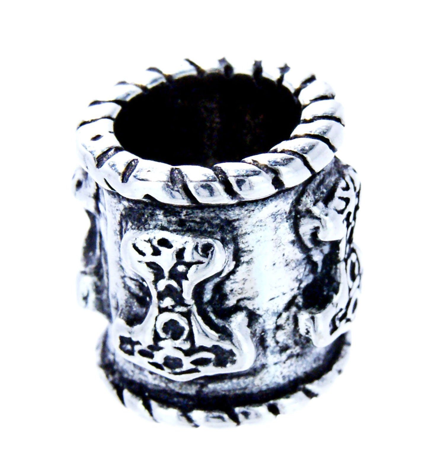 Kiss of Leather Bartstyling-Set Bartperle Silber 925 Thorshammer Wikinger Bartschmuck Bart Thorhammer