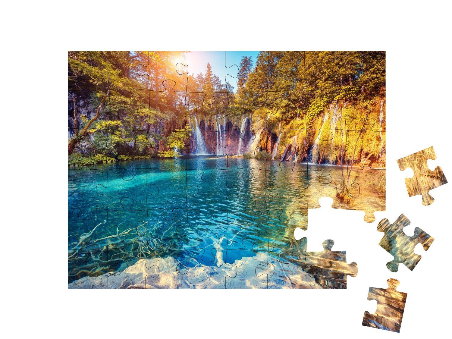puzzleYOU Puzzle Nationalpark Plitvicer Seen, Kroatien, 48 Puzzleteile, puzzleYOU-Kollektionen Natur, 48 Teile, 500 Teile, 100 Teile