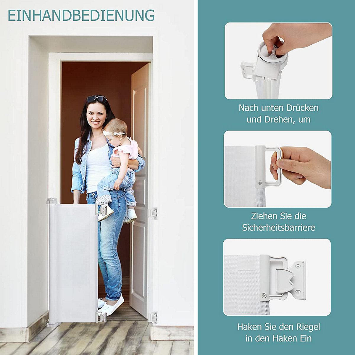Türschutzgitter 0-140cm Ausziehbar inkl. Montagezubehör